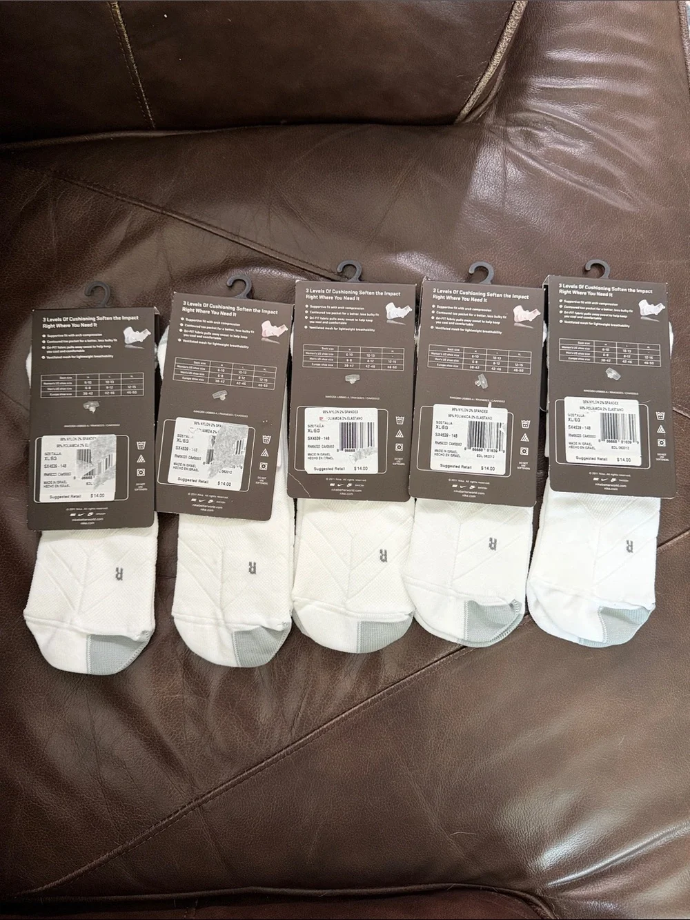 5 NWT Nike elite running cushion socks shoe size 12-15